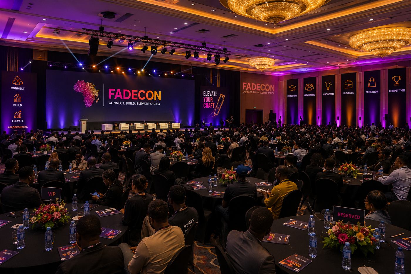 The FADECON main stage and a full ballroom of delegates.